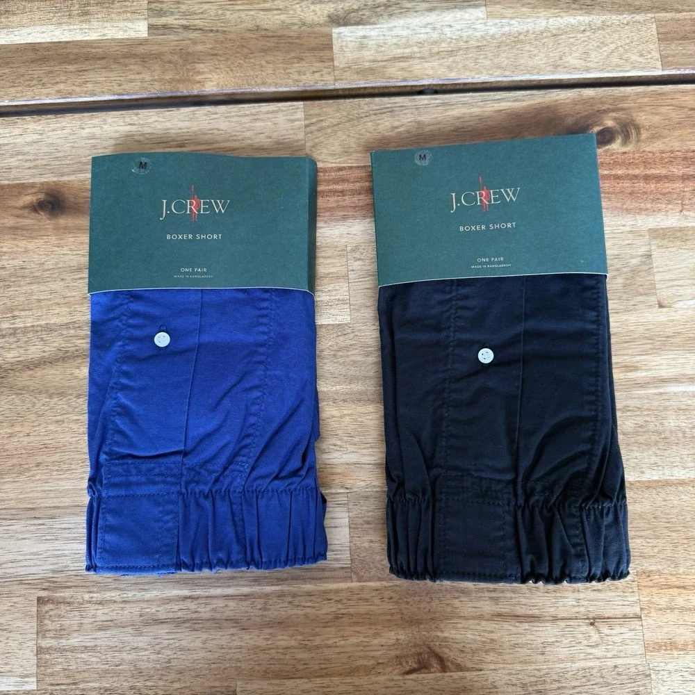 NWT Lot of 2 J Crew Broken In Boxers Mens M Underwear Navy Black Organic Cotton